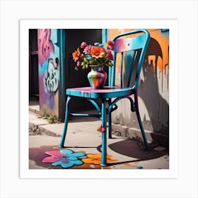 Chair With Flowers Art Print