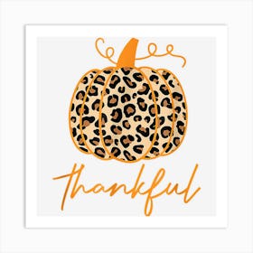 Thankful Leopard Pumpkin Thanksgiving Family Matching Art Print