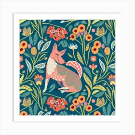 Fox In The Forest : William Morris Inspired Art Print Art Print