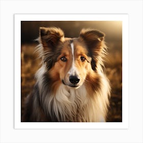 Collie Dog Portrait Art Print