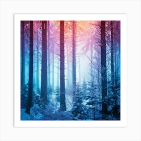 Firefly Dreamy Winter Forest With Ethereal Colorful Mist 45321 (3) Art Print