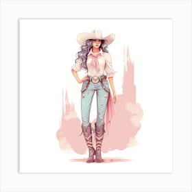 Full Body Cowgirl 4 Art Print