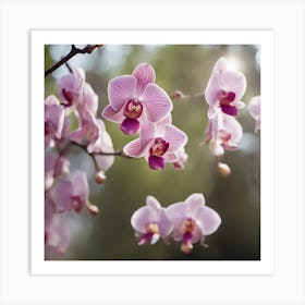 A Blooming Orchid Blossom Tree With Petals Gently Falling In The Breeze 1 Art Print