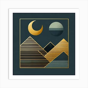 Moon And Mountains 4 Art Print