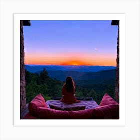 Sunset In The Mountains 20 Art Print