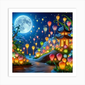 Lanterns In The Night Art Print