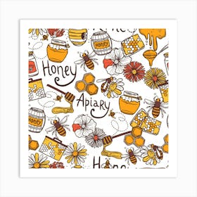 Honey Seamless Pattern Art Print