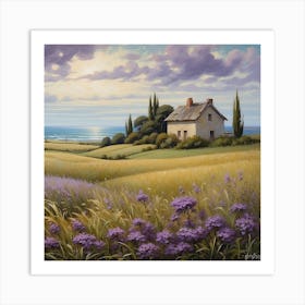 House In Lavender Field Art Print
