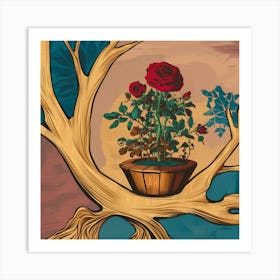 Roses In A Pot Art Print