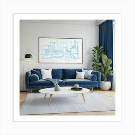 Default Thinking Blue Line Living Room Art Print 0 Art Print