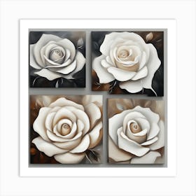 White Roses 1 Art Print