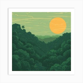 Sunset In The Jungle 2 Art Print