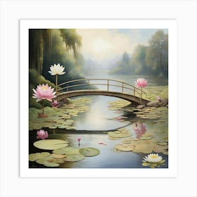 Water Lily Bridge 1 Art Print 2 (1) Art Print