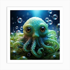 Firefly Adorable Cthulhu Floating Among Shimmering Soap Bubbles 82520 Art Print