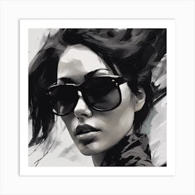 Portrait Of A Woman In Sunglasses Art Print