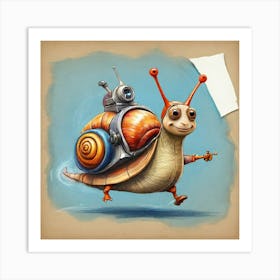 Snail On A Bike 2 Art Print