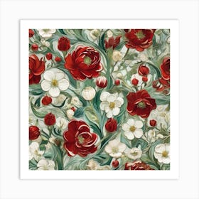 Red and white and green 1 Art Print