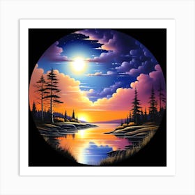 Sunset At The Lake Art Print