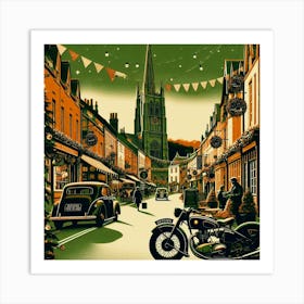 Christmas In Keynsham, Somerset. Vintage  Art Print