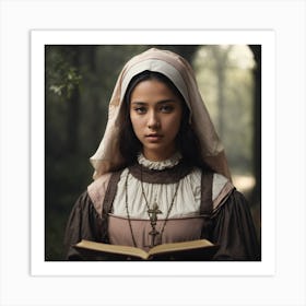 beautiful maid barique renaissance swamp nun girl holding a book #2 Art Print