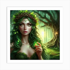 Fairy Girl In The Forest Art Print