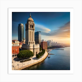 Sunset In A City Art Print