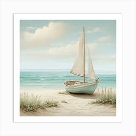 Sailboat On The Beach 2 Art Print