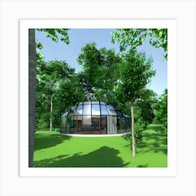 Glass House In The Forest Art Print