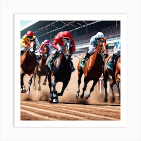 Horse Racing At The Racetrack 5 Art Print