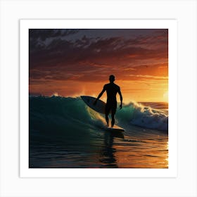 Surfer At Sunset 5 Art Print