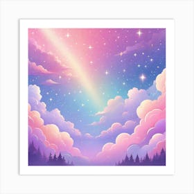 Sky With Twinkling Stars In Pastel Colors Square Composition 283 Art Print