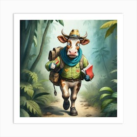 Cow In The Forest Art Print