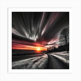 Sunset Over A Road 1 Art Print