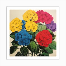 Hydrangea 3 Pop Art Illustration Square Art Print