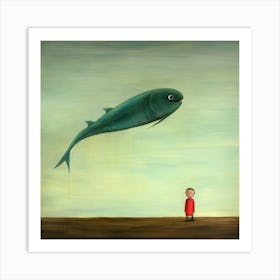 Boy And A Fish Art Print