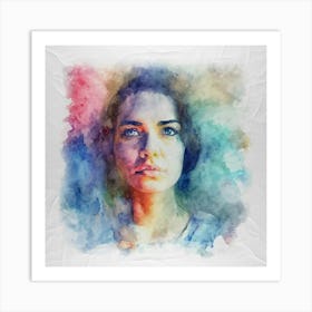 Watercolor Portrait Of A Beautiful Woman Art Print