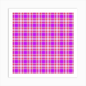 Pink Plaid Fabric 4 Art Print