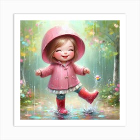 Little Girl In Raincoat 1 Art Print