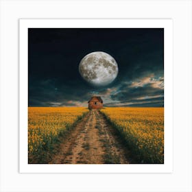 Full Moon In The Field 2 Art Print