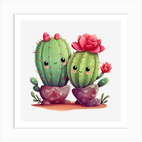 Kawaii Cactus 1 Art Print