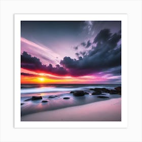 Sunset At The Beach 558 Art Print