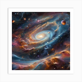 a breathtaking celestial scene with swirling galaxies, shimmering stars, and a nebula painting the cosmic canvas. Art Print