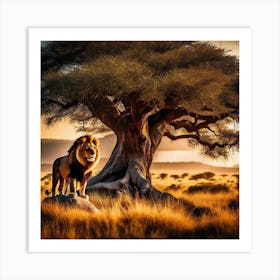 Lion In The Savannah 13 Art Print