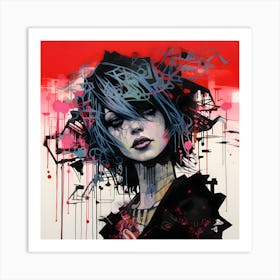 Girl With Tattoos Art Print