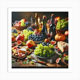 Wine And Fruit Art Print