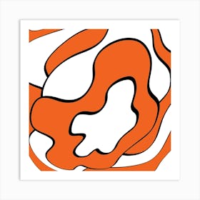 Orange And Black Swirl Art Print