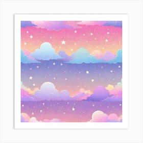 Sky With Twinkling Stars In Pastel Colors Square Composition 181 Art Print