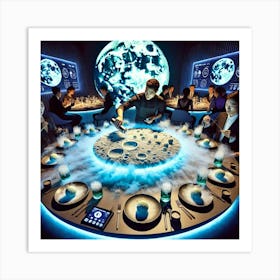 An Interactive Dining Experience In A Futuristic L 1024x1024 Art Print