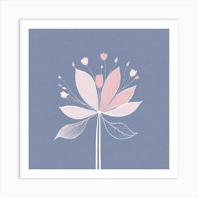 A White And Pink Flower In Minimalist Style Square Composition 73 Art Print