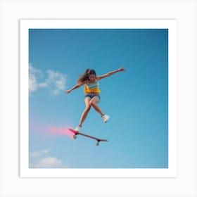 Skateboarder In The Air Art Print